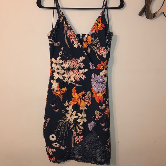 Floral Blue Bodycon Dress - Picture 1 of 6